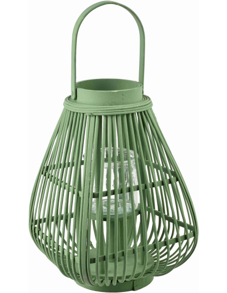 Lanterne décorative bois vert 51 cm Myrviane