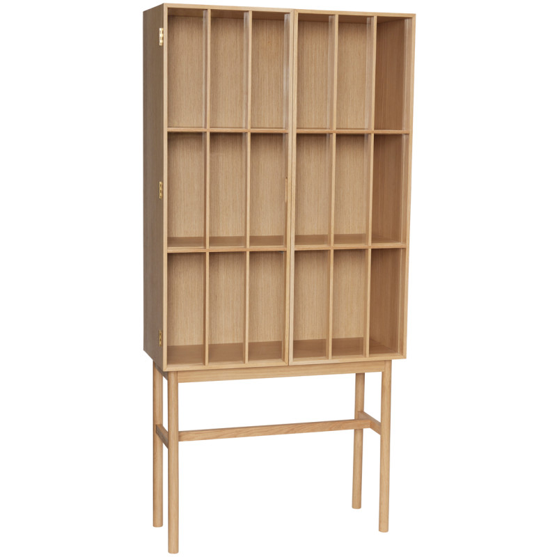 Vitrine vaisselier bois clair verre 170 cm Shoji Hübsch - 1