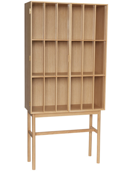 Vitrine vaisselier bois clair verre 170 cm Shoji Hübsch - 1