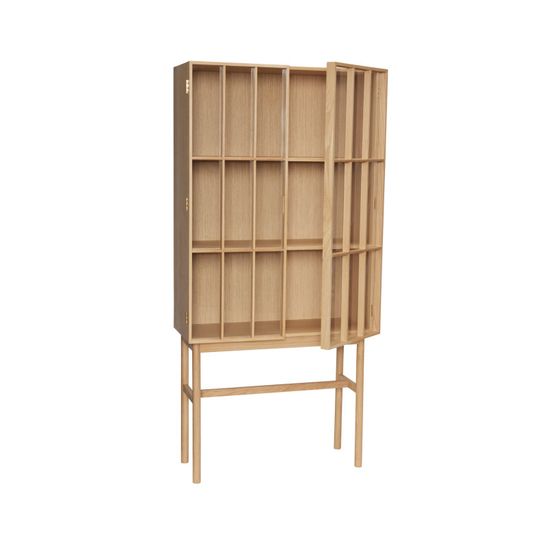 Vitrine vaisselier bois clair verre 170 cm Shoji Hübsch - 4