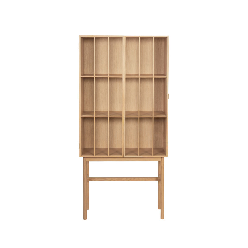 Vitrine vaisselier bois clair verre 170 cm Shoji Hübsch - 3