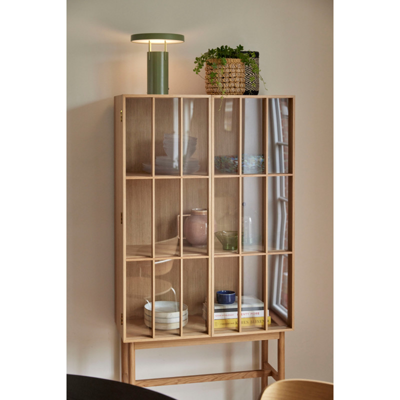 Vitrine vaisselier bois clair verre 170 cm Shoji Hübsch - 2