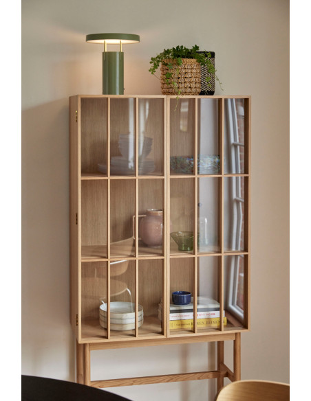 Vitrine vaisselier bois clair verre 170 cm Shoji Hübsch - 2