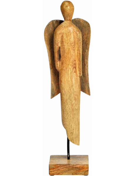 Ange de Noël bois de manguier sur socle 45 cm Valdorelle Wurm - 1