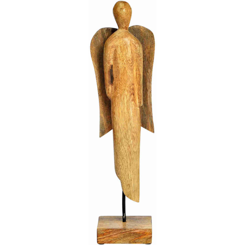 Ange de Noël bois de manguier sur socle 45 cm Valdorelle Wurm - 1