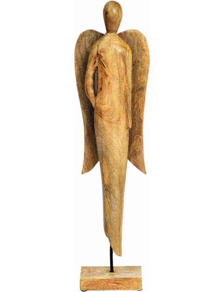 Grand ange de Noël bois de manguier sur socle 59 cm Valdorelle Wurm - 1
