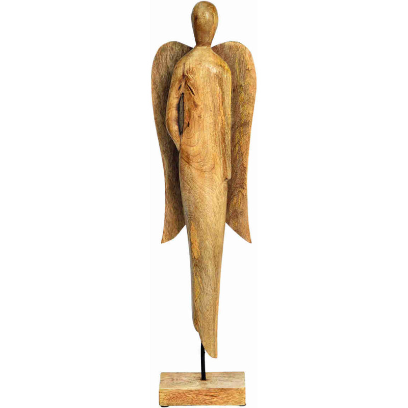 Grand ange de Noël bois de manguier sur socle 59 cm Valdorelle Wurm - 1