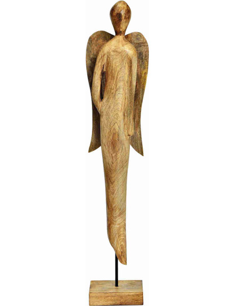 Grand ange de Noël bois de manguier sur socle 85 cm Valdorelle Wurm - 1