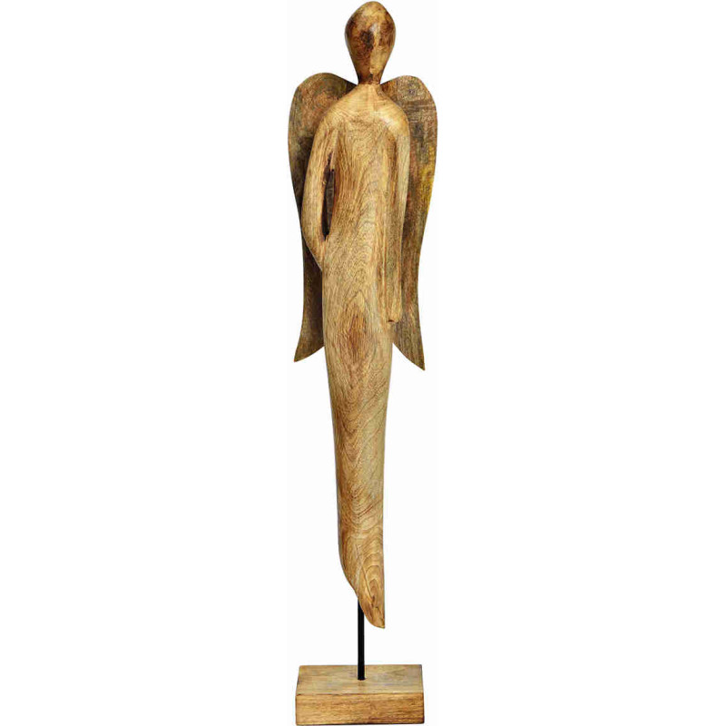 Grand ange de Noël bois de manguier sur socle 85 cm Valdorelle Wurm - 1