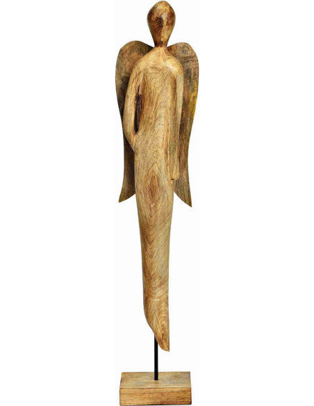 Grand ange de Noël bois de manguier sur socle 85 cm Valdorelle