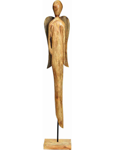 Grand ange de Noël sur socle bois de manguier 110 cm Valdorelle Wurm - 1