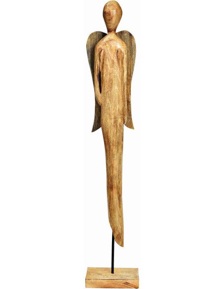 Grand ange de Noël sur socle bois de manguier 110 cm Valdorelle