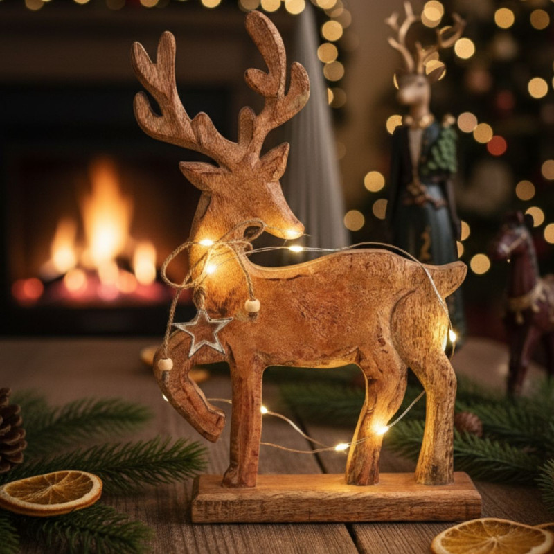 Cerf de Noël bois de manguier 41 cm Rauris Wurm - 2