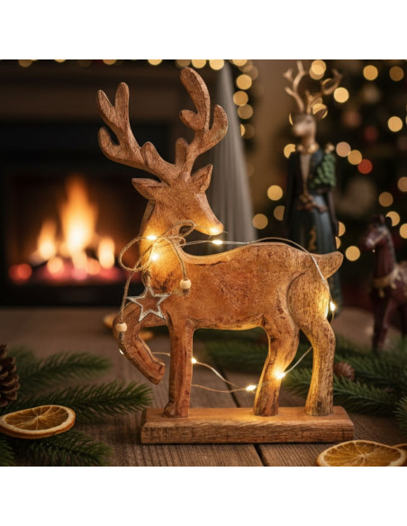 Cerf de Noël bois de manguier 41 cm Rauris Wurm - 2