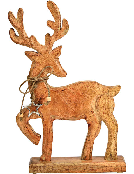 Cerf de Noël bois de manguier 41 cm Rauris Wurm - 1