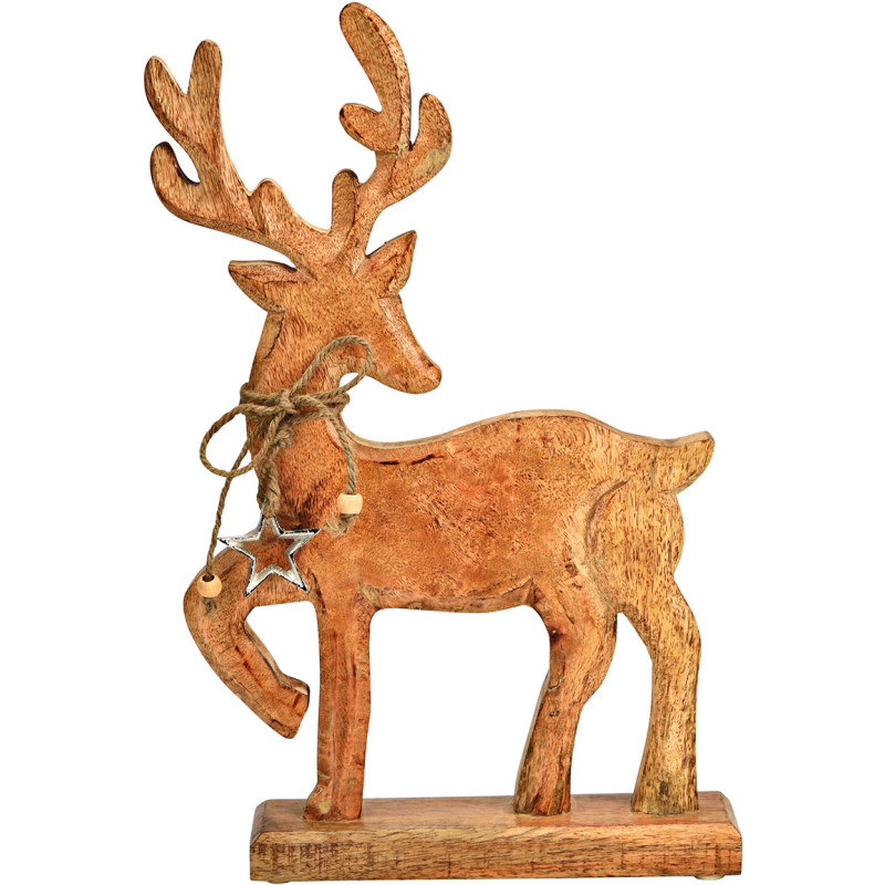 Cerf de Noël bois de manguier 41 cm Rauris Wurm - 1