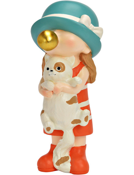 Statuette fille au chat chewing-gum 18,5 cm Almada Wurm - 1