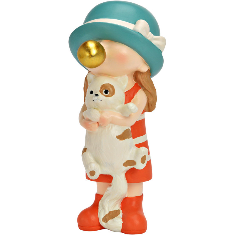 Statuette fille au chat chewing-gum 18,5 cm Almada Wurm - 1