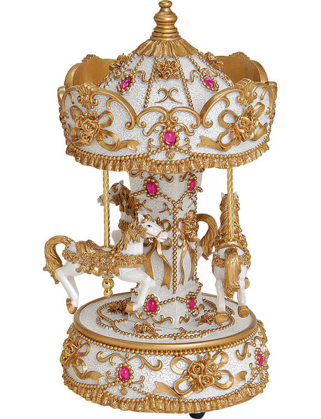 Carrousel de Noël musical blanc et or 25 cm Schneeberg Wurm - 1