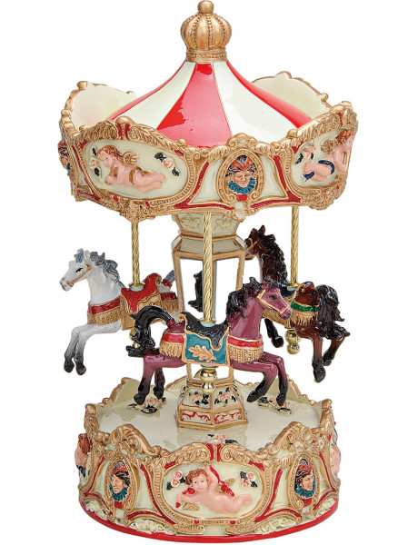 Carrousel de Noël musical à chevaux 25 cm Marienberg Wurm - 1
