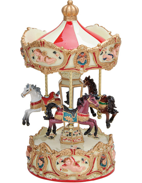 Carrousel de Noël musical à chevaux 25 cm Marienberg Wurm - 1