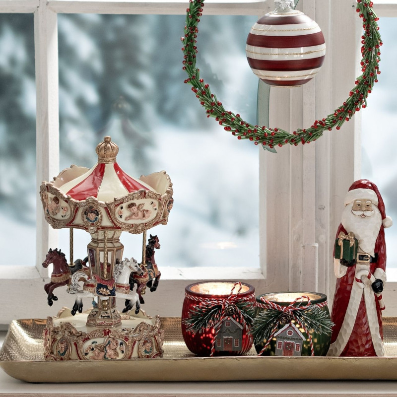 Carrousel de Noël musical à chevaux 25 cm Marienberg Wurm - 2