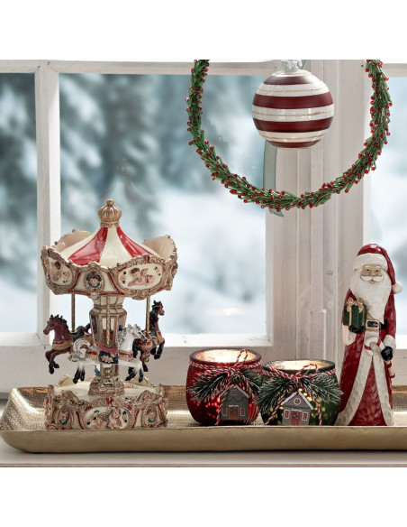 Carrousel de Noël musical à chevaux 25 cm Marienberg Wurm - 2