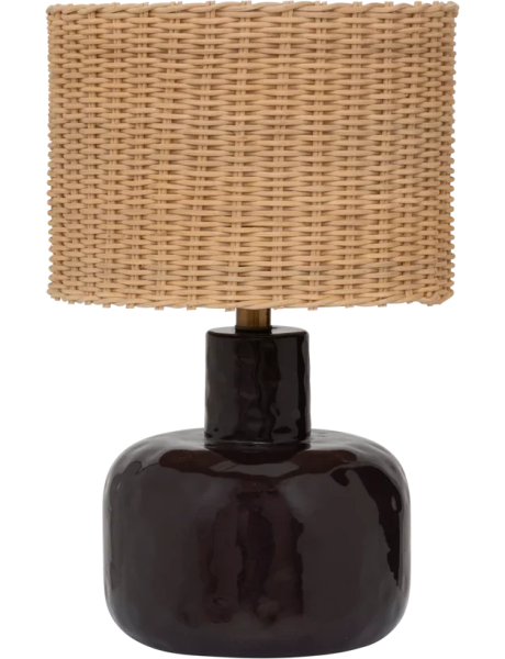 Lampe à poser céramique aubergine et rotin Ø24x37 cm Vriden Urban Nature Culture - 1