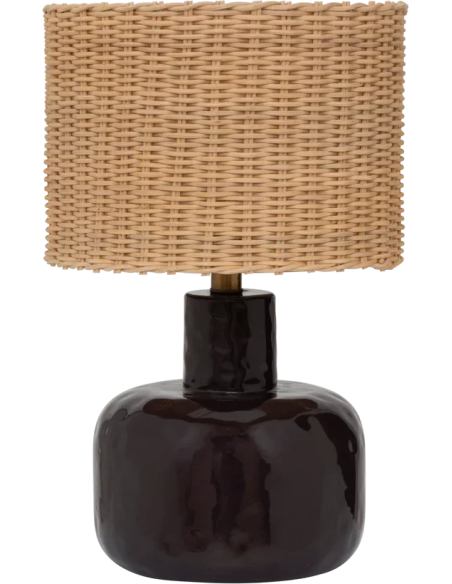 Lampe à poser céramique aubergine et rotin Ø24x37 cm Vriden Urban Nature Culture - 1