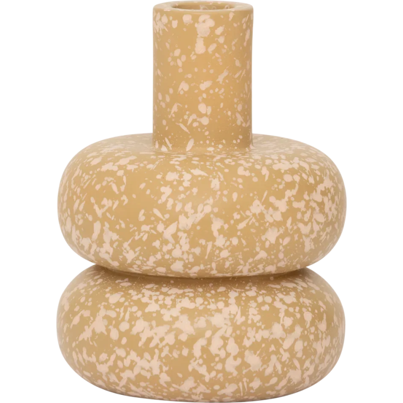 Bougeoir céramique beige moucheté Ø10x14 cm Zody Urban Nature Culture - 1
