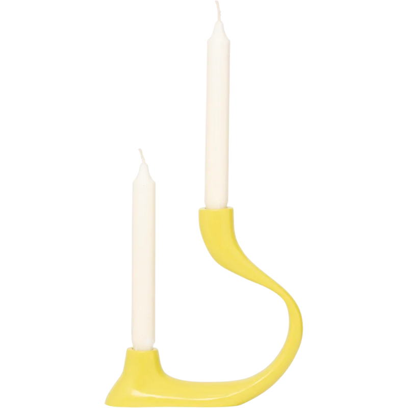 Chandelier 2 bougies aluminium jaune olive 18,5x4,5x20,5 cm Aila Urban Nature Culture - 3