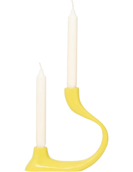 Chandelier 2 bougies aluminium jaune olive 18,5x4,5x20,5 cm Aila Urban Nature Culture - 3