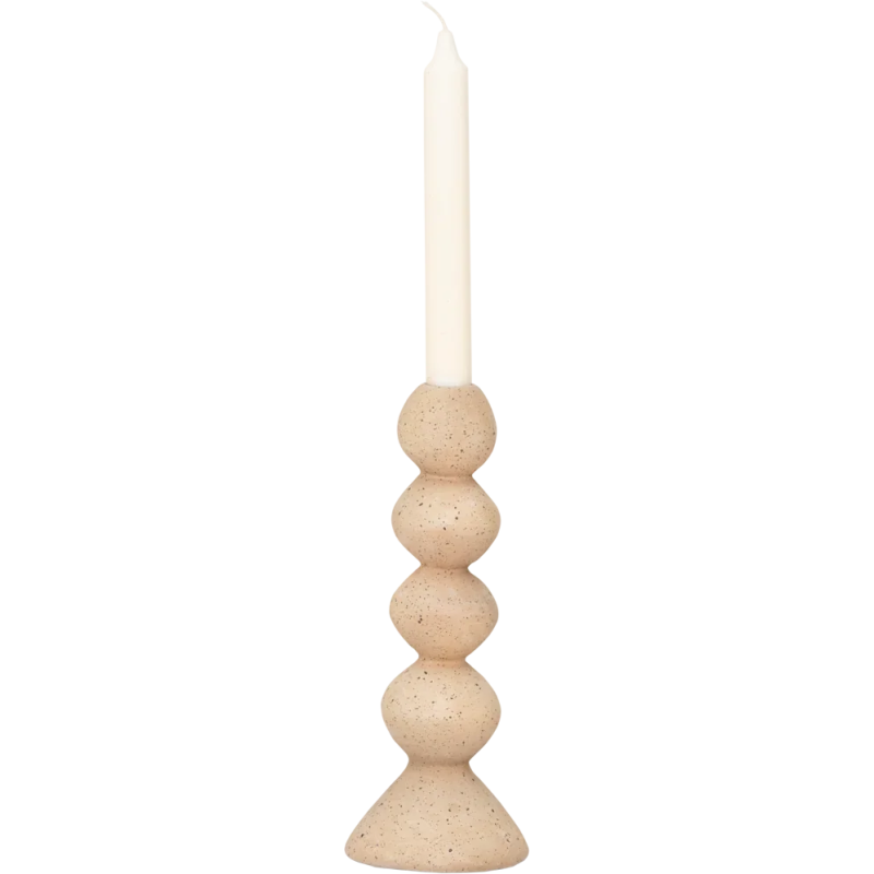 Bougeoir sculptural beige en ecomix 9,5x25 cm Anneli Urban Nature Culture - 3