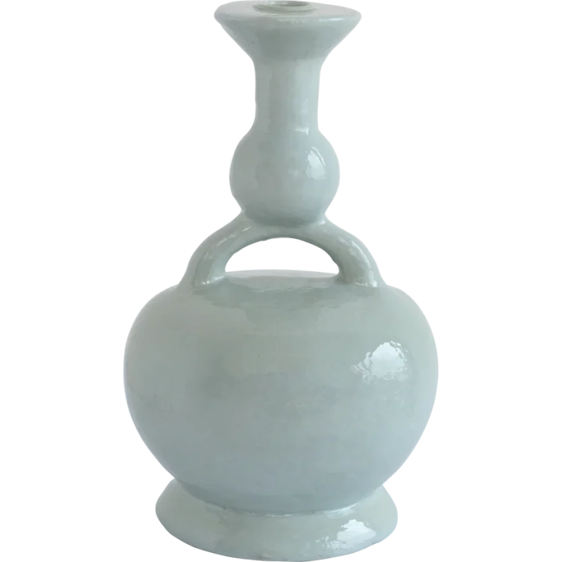 Bougeoir sculptural vert d’eau Ecomix 16,4x14,7x27 cm Calvo Urban Nature Culture - 1