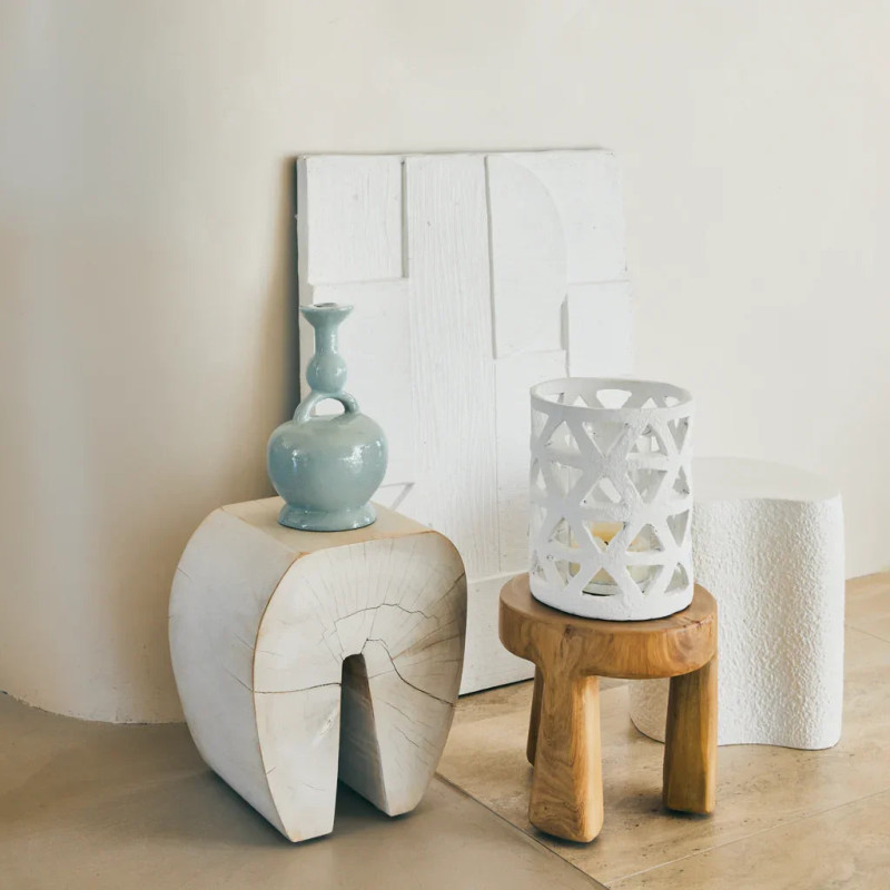 Bougeoir sculptural vert d’eau Ecomix 16,4x14,7x27 cm Calvo Urban Nature Culture - 2