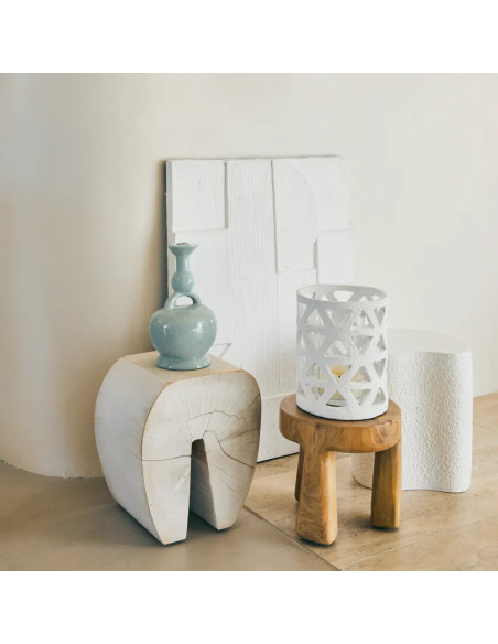 Bougeoir sculptural vert d’eau Ecomix 16,4x14,7x27 cm Calvo Urban Nature Culture - 2