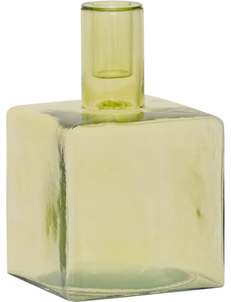 Bougeoir carré verre recyclé vert pâle 10x10x16 cm Cubico Urban Nature Culture - 1