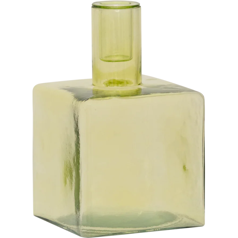 Bougeoir carré verre recyclé vert pâle 10x10x16 cm Cubico Urban Nature Culture - 1
