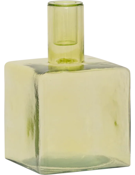 Bougeoir carré verre recyclé vert pâle 10x10x16 cm Cubico Urban Nature Culture - 1
