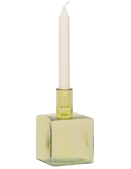 Bougeoir carré verre recyclé vert pâle 10x10x16 cm Cubico Urban Nature Culture - 3