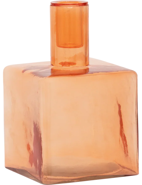Bougeoir carré verre recyclé orange 10x10x16 cm Cubico Urban Nature Culture - 1