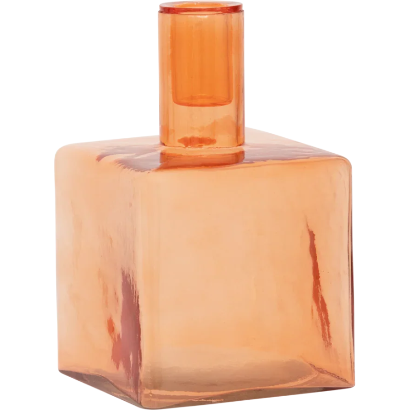 Bougeoir carré verre recyclé orange 10x10x16 cm Cubico Urban Nature Culture - 1