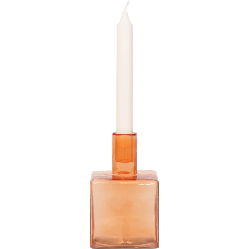 Bougeoir carré verre recyclé orange 10x10x16 cm Cubico Urban Nature Culture - 5