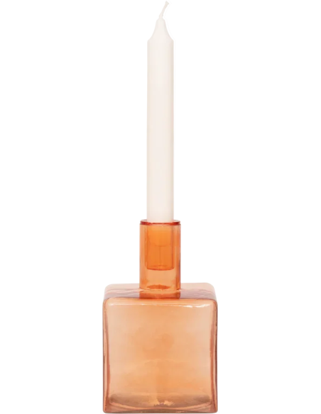 Bougeoir carré verre recyclé orange 10x10x16 cm Cubico Urban Nature Culture - 5