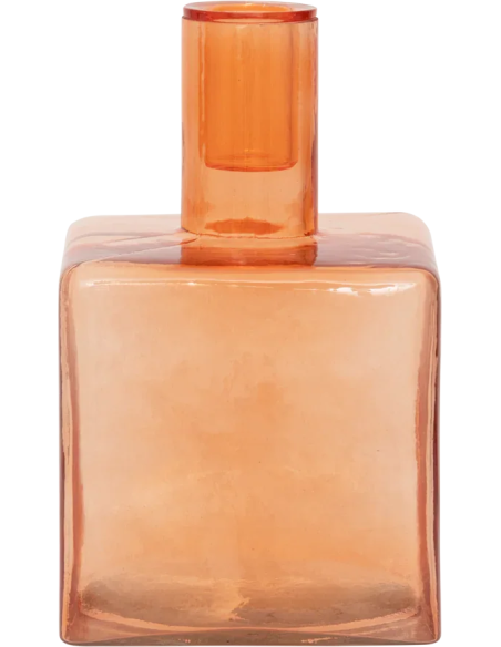 Bougeoir carré verre recyclé orange 10x10x16 cm Cubico Urban Nature Culture - 3