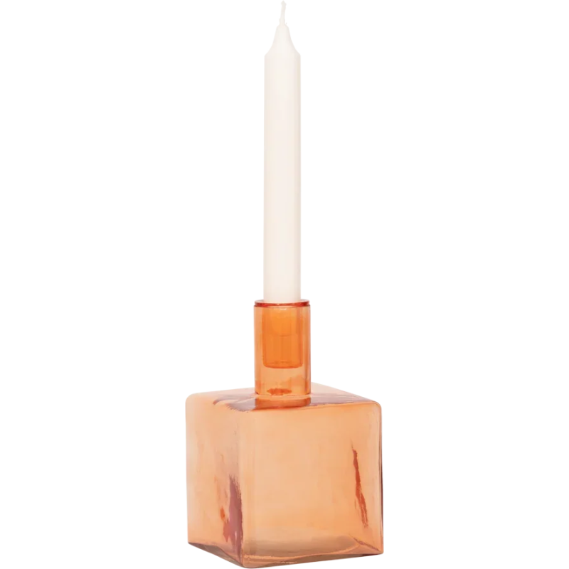 Bougeoir carré verre recyclé orange 10x10x16 cm Cubico Urban Nature Culture - 4
