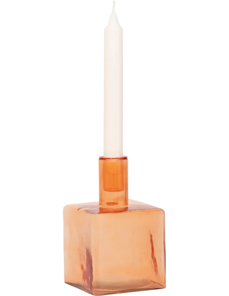 Bougeoir carré verre recyclé orange 10x10x16 cm Cubico Urban Nature Culture - 4