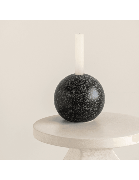 Bougeoir boule céramique noire mouchetée 10x12 cm Nudo Urban Nature Culture - 2