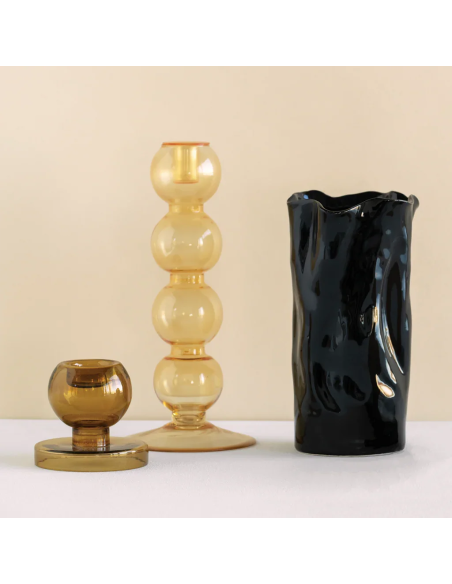 Bougeoir verre recyclé ambre 31 cm Pollini Urban Nature Culture - 2