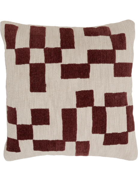 Coussin brodé géométrique écru bordeaux 50x50 cm Mole Urban Nature Culture - 1
